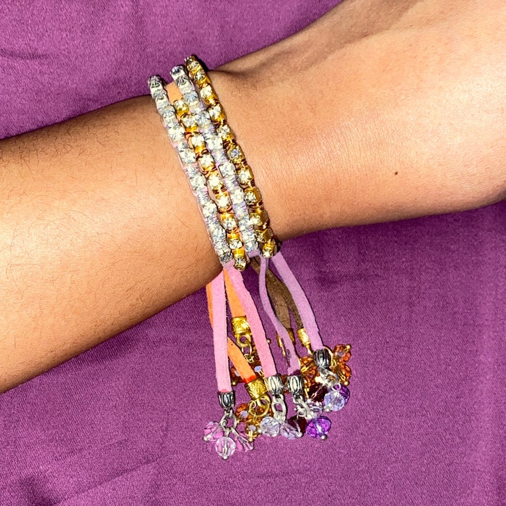 Diamond Studded Suede Bracelet